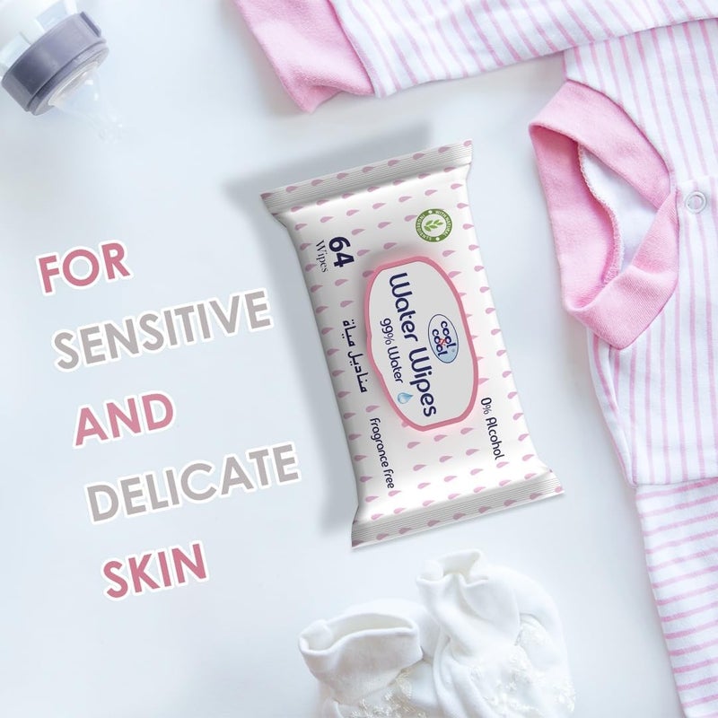 Cool & Cool Water Wipes - 99% Water, Fragrance-Free, Pack of 3 (192 Wipes) - Image 4